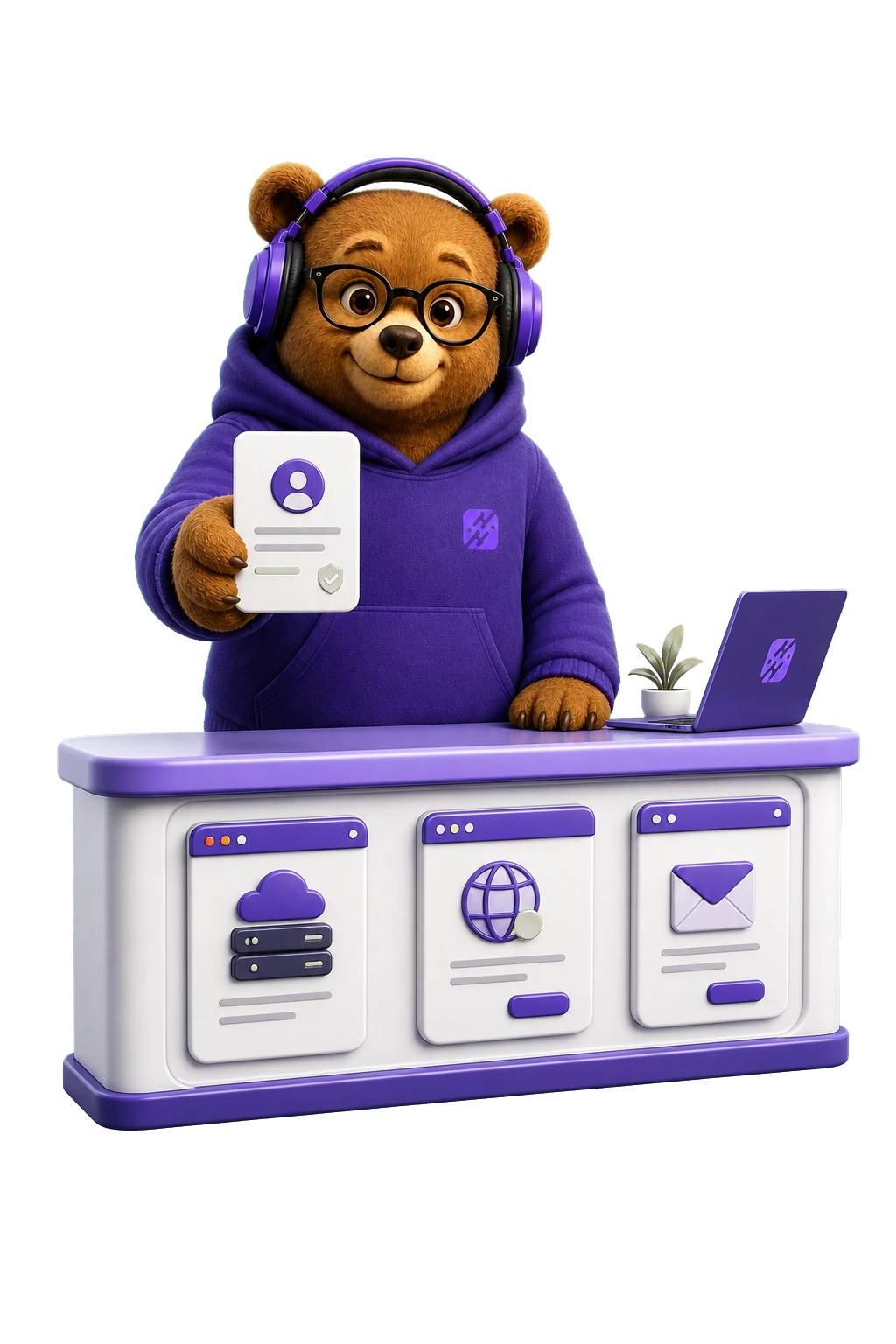 HYEHOST reseller hosting mascot managing customer accounts